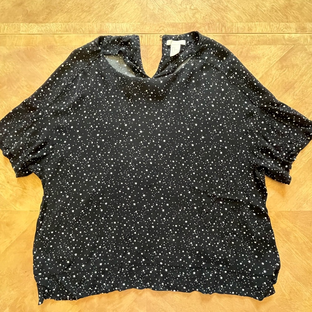H&M Navy Star Print Blouse – Size 12